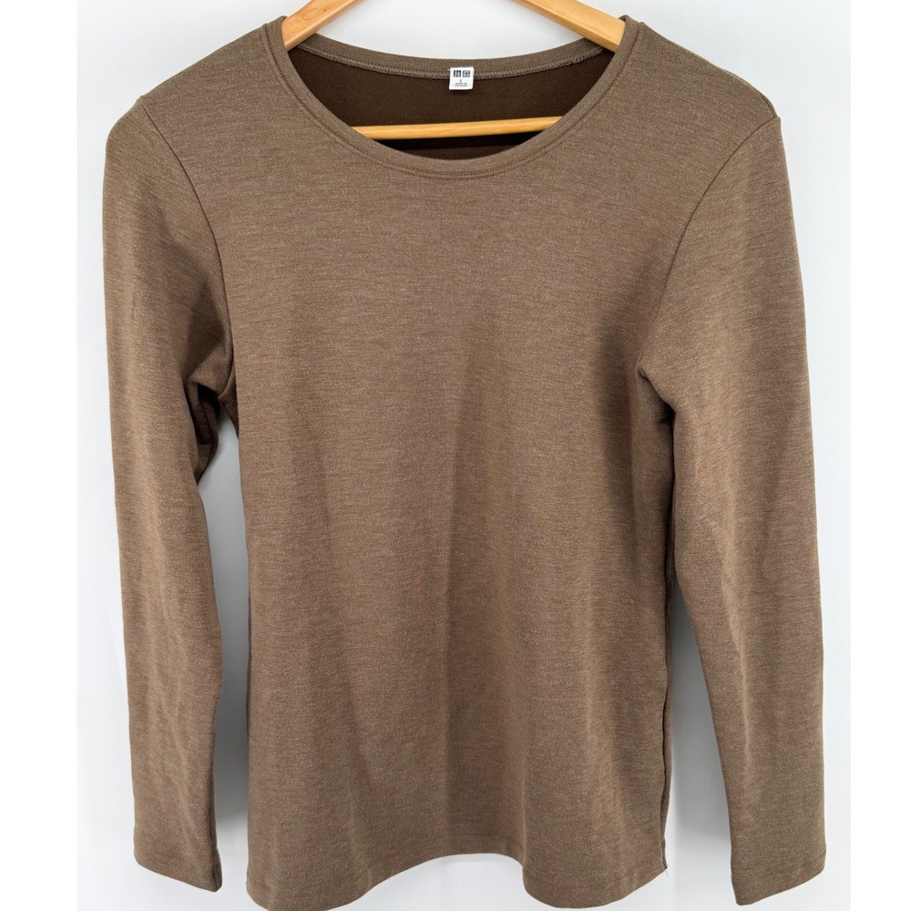Uniqlo Heat Tech Ultra Warm Crew Neck Long Sleeve Top Brown Women's  L